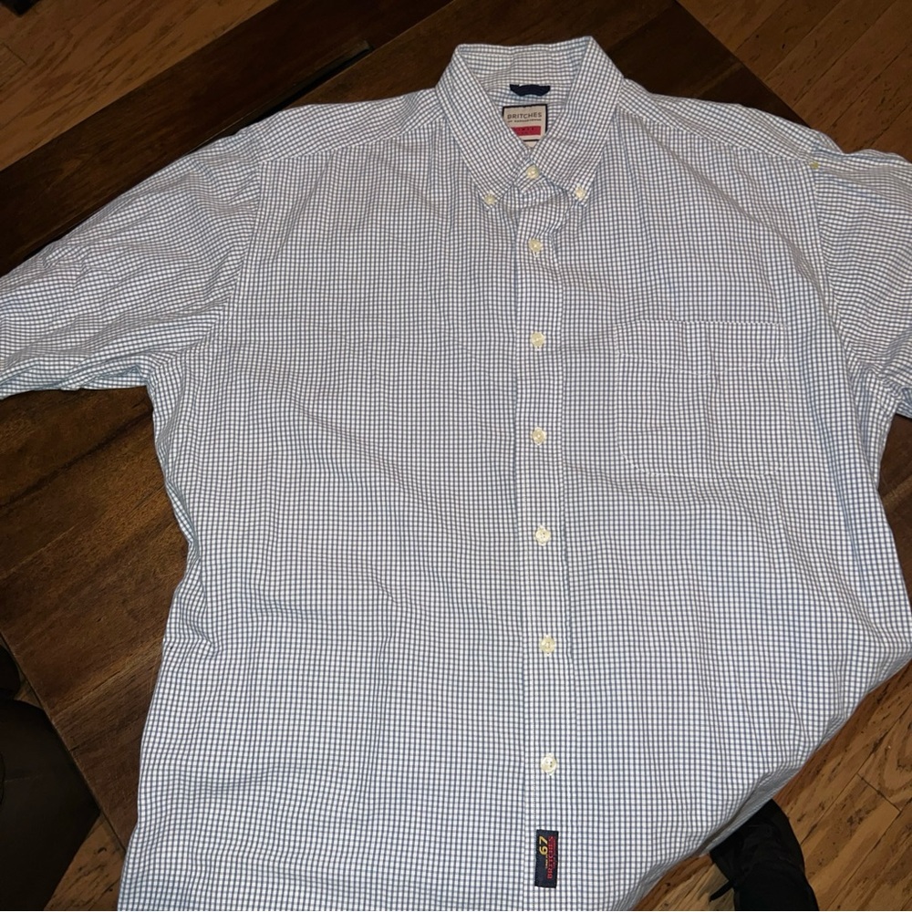 Britches of Georgetowne XL Men's Button Up Shirt Casual Short Sleeve Blue Plaid